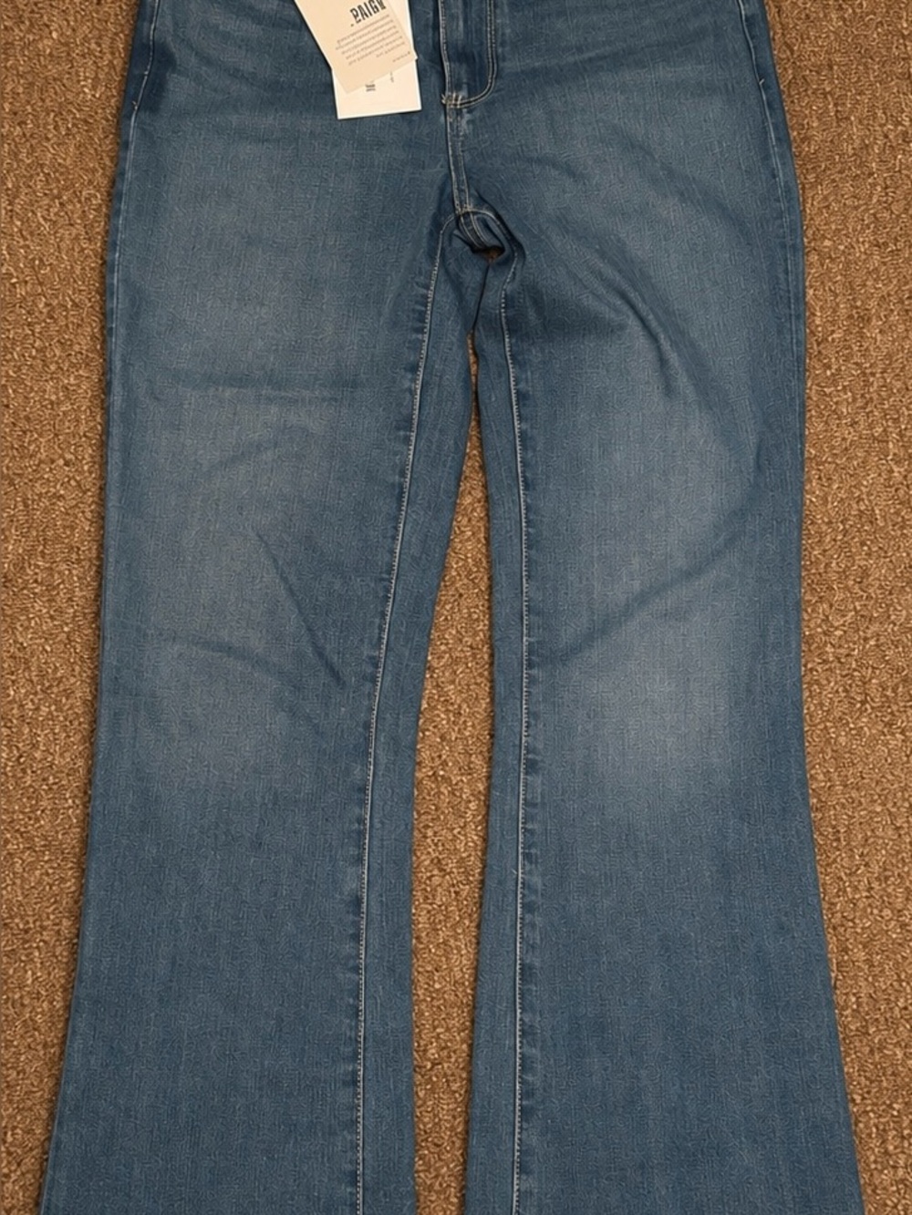 PAIGE Medium Blue High-Rise Flare Jeans